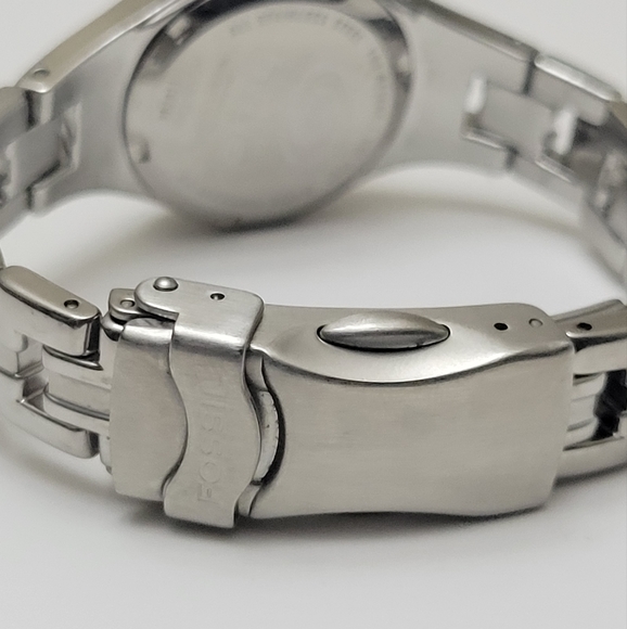 Fossil Blue Ladies Watch Silver Tone Band Pink Face New Battery - Picture 10 of 14